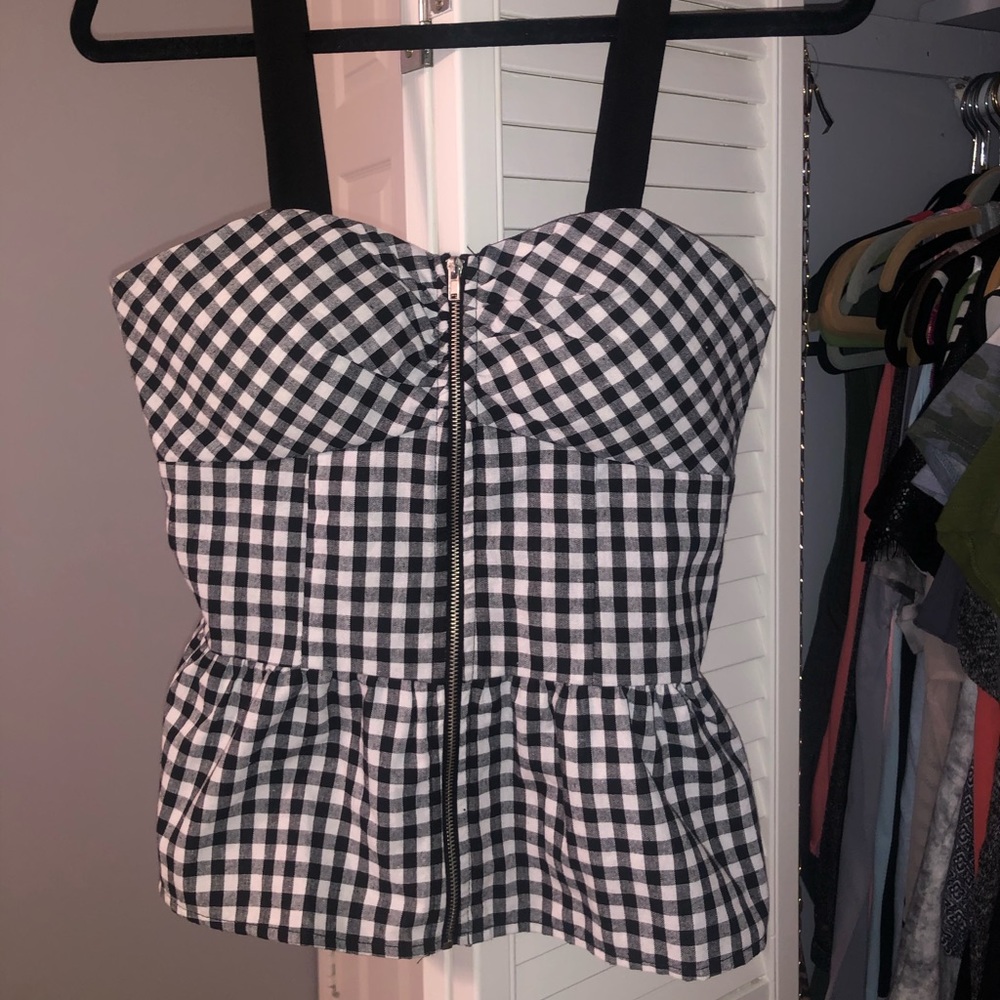 ☆ gingham print peplum shirt ☆